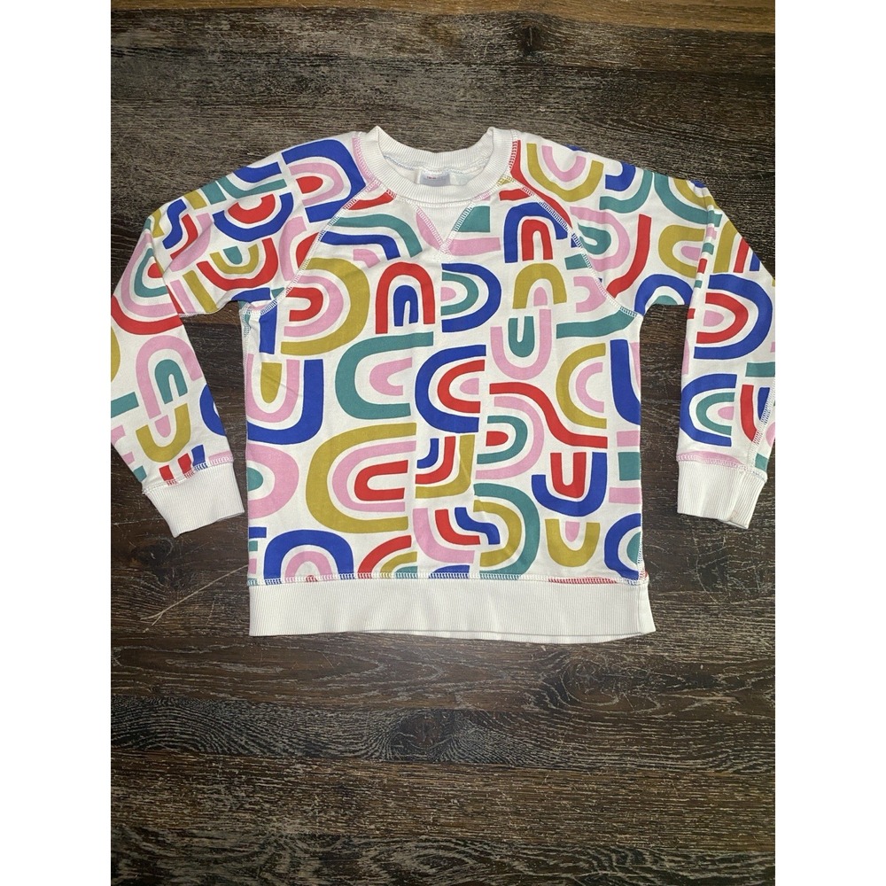 Hanna Andersson Girls Boho Rainbow Sweatshirt, Size 8